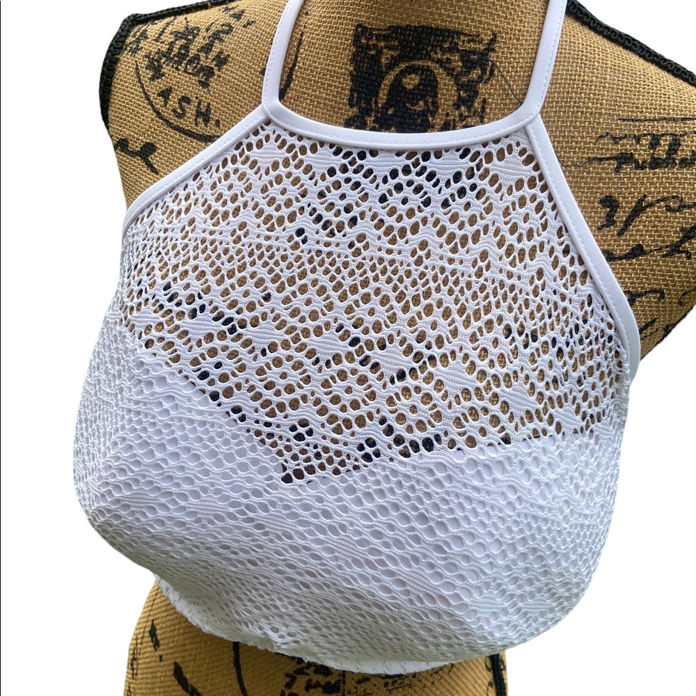 Venus- Mesh white halter bikini top-32DDD/34DD/36D